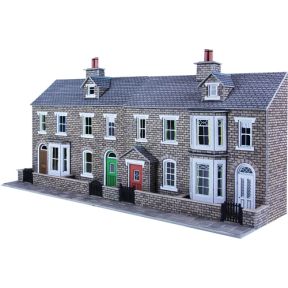 Metcalfe PO275 OO Gauge Low Relief Stone Terraced House Fronts Card Kit