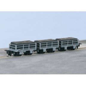 Peco GR-321 OO-9 Pack Of 3 Ffestiniog Railway 2 Ton Slate Wagons Unbraked x 2 Braked x 1