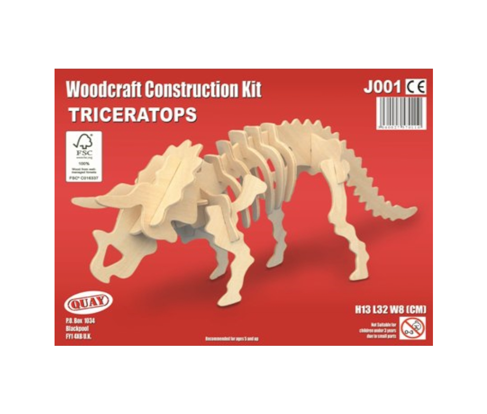 Quay J001 Triceratops Woodcraft Construction Kit Wooden Kits