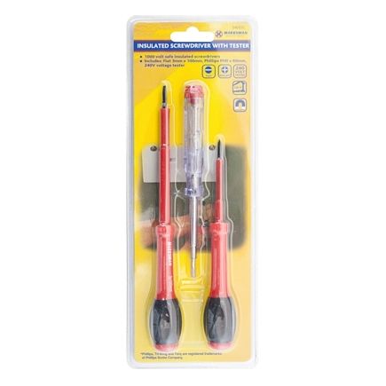 Marksman 54055C Pack Of 2 Insulated Screwdrivers with Tester