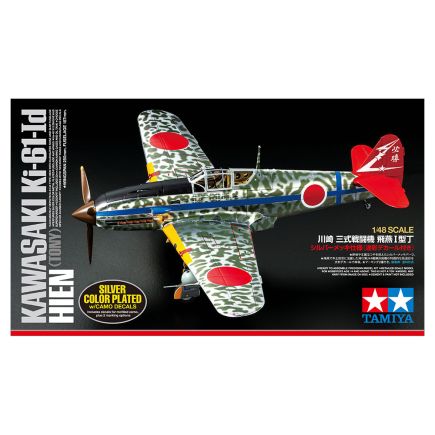 Tamiya 25424 1/48 Kawasaki Ki-61-Id Hien Tony Silver Color Plated & Camo Decals Plastic Kit