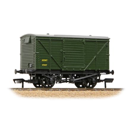 Bachmann 37-806A OO Gauge LMS 12 Ton Planked Ventilated Van ARMY Green