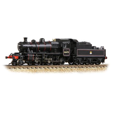 Graham Farish 372-626B N Gauge LMS Ivatt 2MT 46474 BR Lined Black Early Emblem