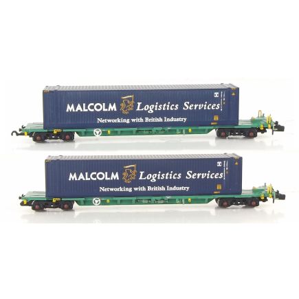 Graham Farish 377-353-SH N Gauge Intermodal Bogie Wagons With Two Containers Malcolm Logistics