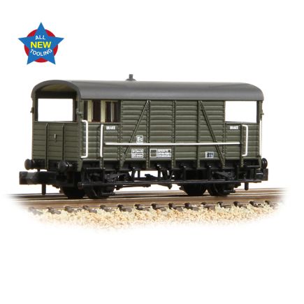 Graham Farish 378-028A N Gauge SECR 25 Ton Dance Hall Brake Van BR Departmental Olive Green DS55464