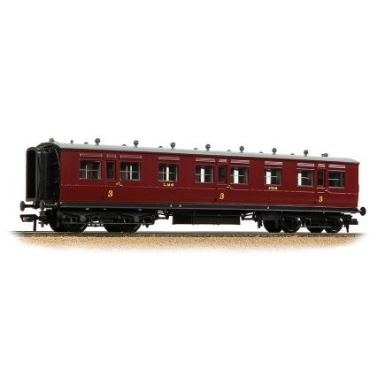 Bachmann 39-873 OO Gauge LNWR 50ft Arc Roof Third Corridor Coach LMS Crimson Lake No.2326