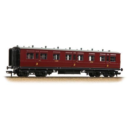 Bachmann 39-873A OO Gauge LNWR 50ft Arc Roof Third Corridor Coach LMS Crimson Lake No.2334