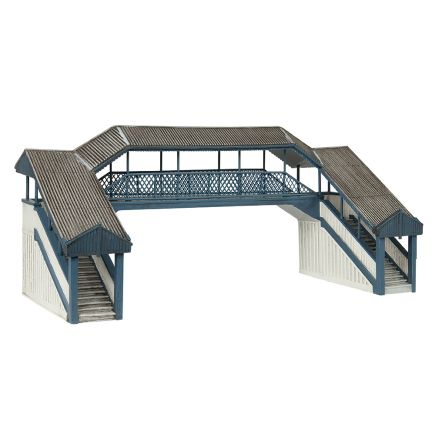 Bachmann 44-020B OO Gauge Covered Metal Footbridge Blue and Cream