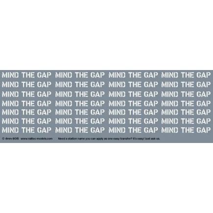 Railtec 4MM-9015 OO Gauge Mind The Gap White Waterslide Decals