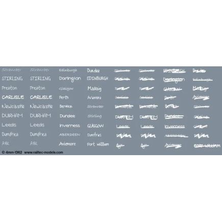 Railtec 4MM-1362 OO Gauge Handwritten Chalk Destinations Scotland Waterslide Decals