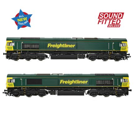 Bachmann 50-002SFX OO Gauge Class 66/6 66606 Freightliner Green DCC Sound Fitted Deluxe