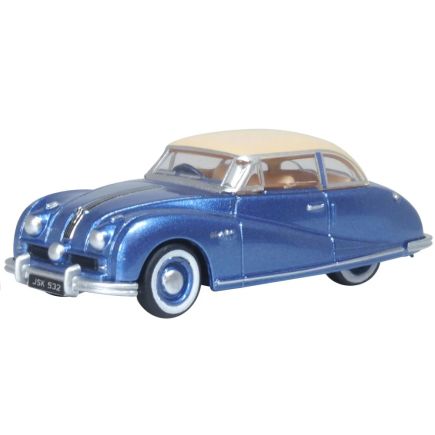 Oxford Diecast 76ATL006 OO Gauge Austin Atlantic Coupe Blue/Ivory