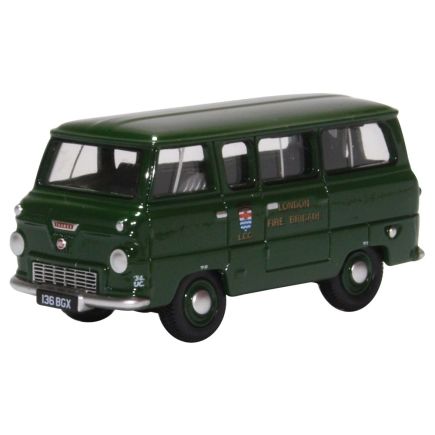 Oxford Diecast 76FDE016 OO Gauge Ford 400E Minibus London Fire Brigade Green