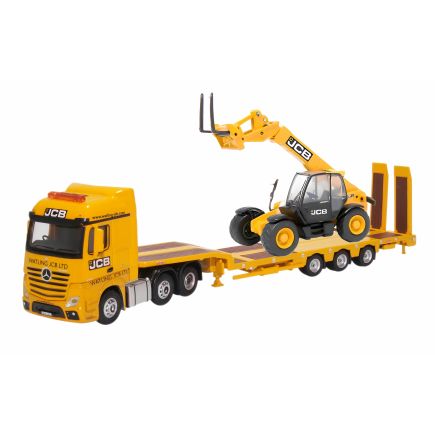 Oxford Diecast 76MB012 OO Gauge Mercedes Actros Semi Low Loader & 531 70 Loadall JCB