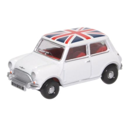 Oxford Diecast 76MN011 OO Gauge Austin Mini Cooper White Union Jack