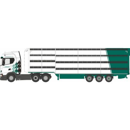 Oxford Diecast 76SNG006 OO Gauge Scania S Series Livestock Trailer A W Jenkinson