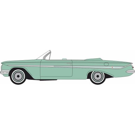 Oxford Diecast 87CI61007 HO Gauge 1961 Chevrolet Impala Convertible Arbor Green