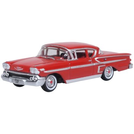 Oxford Diecast 87CIS58003 HO Scale 1958 Chevrolet Impala Sports Coupe Rio Red