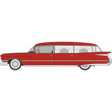 Oxford Diecast 87CM59002 HO Gauge 1959 Cadillac Miller-Meteor Futura Limousine Seminole Red