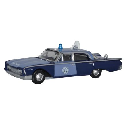 Oxford Diecast 87FF60002 HO Gauge 1960 Ford Fairlane Sedan Massachusetts State Police Radar Car