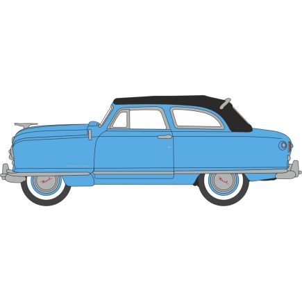Oxford Diecast 87NR50001 HO Gauge 1950 Nash Rambler Custom Landau Convertible (Open) Strato Blue