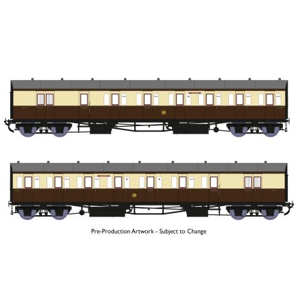 Rapido 946001 OO Gauge GW Diagram E140 B Set Coaches No.6977 And 6778 Bodmin Branch No.2 GWR Shirtbutton Livery