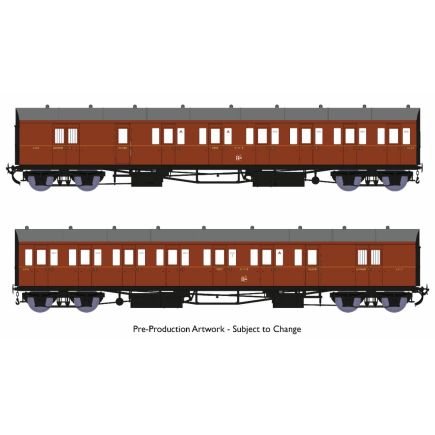 Rapido 946009 OO Gauge GW Diagram E140 B Set Coaches No.6409 & 6410 GW Wartime Brown