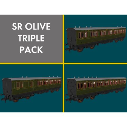 Rapido 978213 OO Gauge Evolution Non-Corridor Carriage Pack SR Olive Green