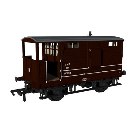 Rapido 987005 OO Gauge LNWR Diagram 17B Brake Van Post 1936 LMS Brown No.130894