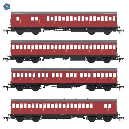 EFE Rail E86023 OO Gauge Set Of 4 LBSCR 54ft Isle of Wight Coaches BR Crimson