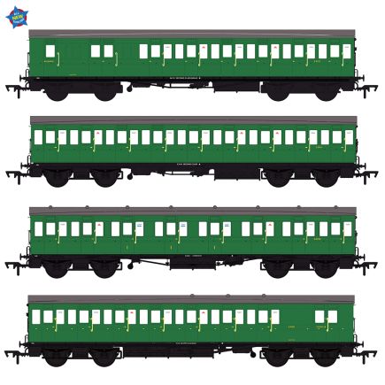 EFE Rail E86024 OO Gauge Set Of 4 LBSCR 54ft Isle of Wight Coaches BR (SR) Green