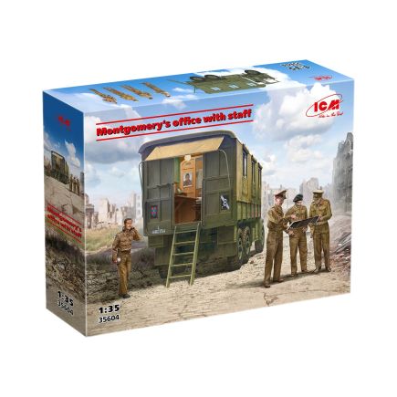 ICM 35604 Montgomery's Mobile Office with 4 Staff Figures Plastic Kit