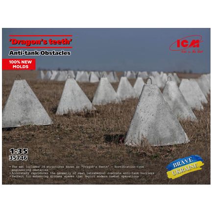 ICM 35746 Dragons Teeth Anti-Tank Obstacles Plastic Kit