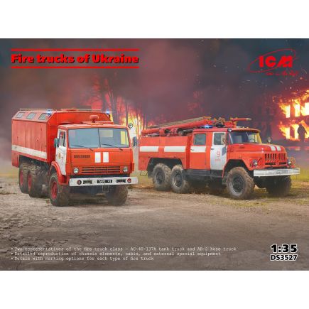 ICM DS3527 Fire Trucks of Ukraine Set of 2 Vehicles Plastic Kit