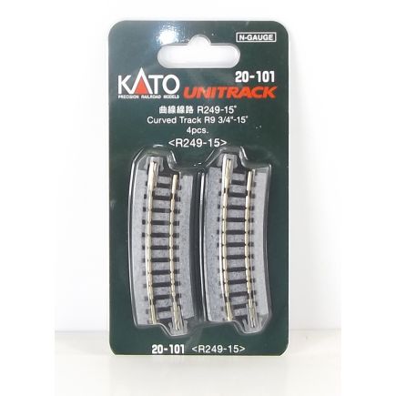 Kato K20-101 N Gauge Unitrack (R249-15) Curved Track 15 Degree (Pack Of 4)