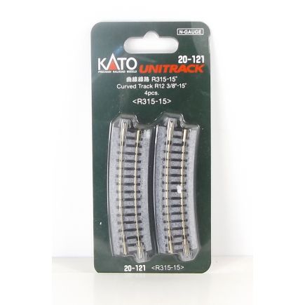 Kato K20-121 N Gauge Unitrack (R315-15) Curved Track 15 Degree (Pack Of 4)