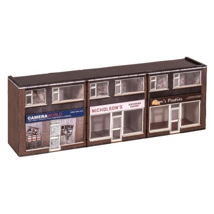 Scale Model Scenery KX089 OO Gauge Low-Relief 1970s Terraced Shops Laser Cut Kit