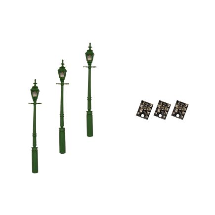 DCC Concepts LML-GSGR OO Gauge Gas Street/Platform Lamps Green 3 Pack