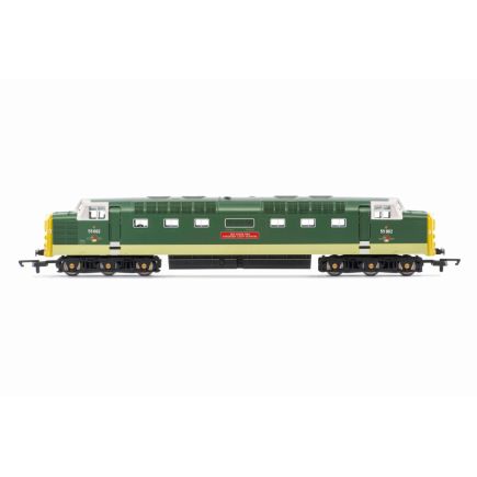 Hornby R30438TXS OO Gauge RailRoad BR Class 55 Deltic 55002 'The Kings own Yorkshire Light Infantry' BR Green Full Yellow Ends TXS Sound Fitted