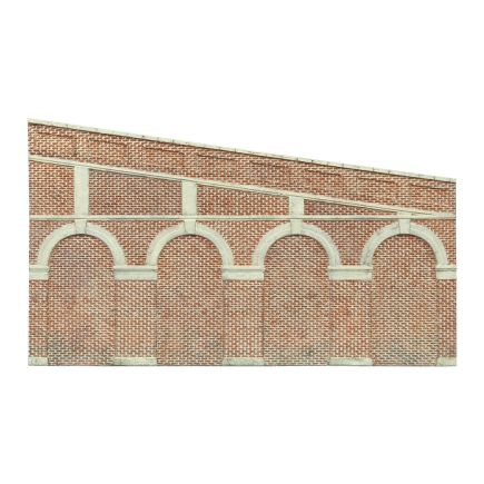 Hornby R7374 OO Gauge High Stepped Arched Retaining Walls x 2 Red Brick