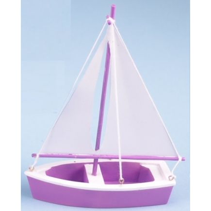 SDL 11200B Sailboat 10cm Long Wooden Model Version B Purple Hull And Mast