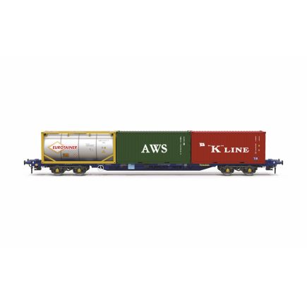 Hornby TT6030 TT Gauge KFA Container Wagon Touax with 3 x 20 Containers