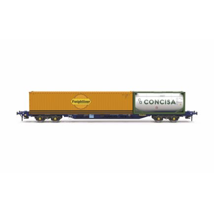 Hornby TT6031 TT Gauge KFA Container Wagon Touax with 1 x 20 & 1 x 40 Containers