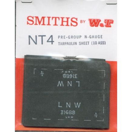 Smiths WTNT4 N Gauge Pre Grouping Era Wagon Tarpaulin Sheets Pack Of 10