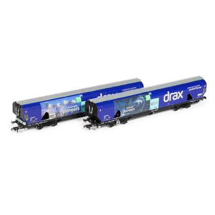Hornby R60177A OO Gauge Double Pack Drax Biomass Wagons 83700698083-8 & 83700698158-8 