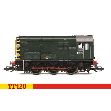 Hornby TT3028 TT Gauge Class 08 0-6-0 Shunter D3986 BR Green Wasp Stripes