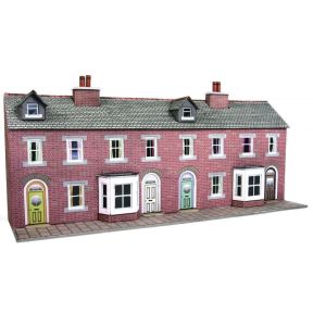 Metcalfe PN174 N Gauge Low Relief Red Brick Terraced House Fronts Card Kit