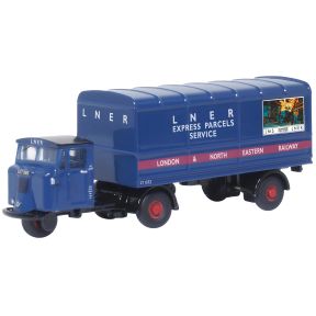 Oxford Diecast 120MH004 TT Gauge Scammell Mechanical Horse Van Trailer LNER