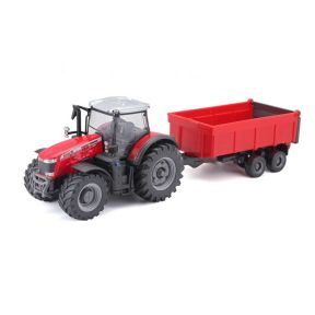Bburago 18-31662 Massey Ferguson 8700 Tractor With Red Tipping Trailer