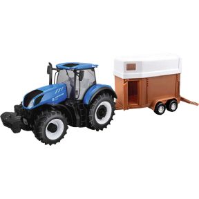 Bburago 18-44069 New Holland T7.315 HD Tractor With Horse Box Trailer